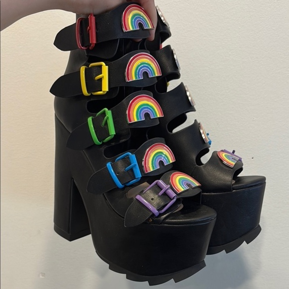 Dolls kill rainbow festival high boots size 6